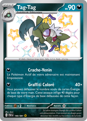 Carte Pokémon Tag-Tag 190/091 Shiny Destinées de Paldea