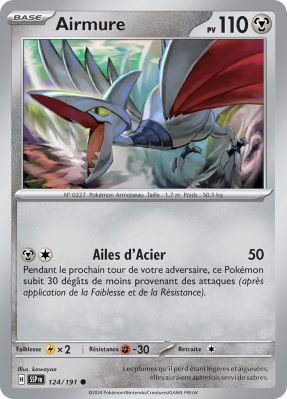 Carte Pokémon Airmure 124/191 Commune Étincelles Déferlantes