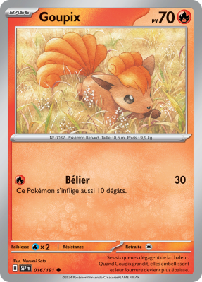 Carte Pokémon Goupix 016/191 Commune Étincelles Déferlantes