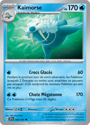 Carte Pokémon Kaimorse 045/191 Peu commune Étincelles Déferlantes