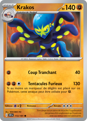 Carte Pokémon Krakos 113/191 Commune Étincelles Déferlantes
