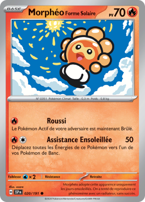 Carte Pokémon Morphéo Forme Solaire 020/191 Commune Étincelles Déferlantes