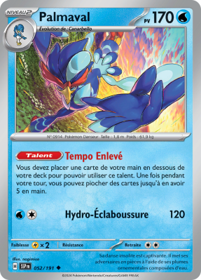 Carte Pokémon Palmaval 052/191 Peu commune Étincelles Déferlantes