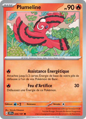 Carte Pokémon Plumeline 026/191 Commune Étincelles Déferlantes