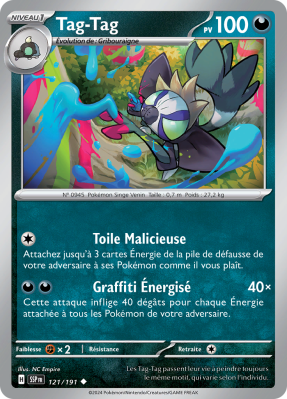 Carte Pokémon Tag-Tag 121/191 Peu commune Étincelles Déferlantes