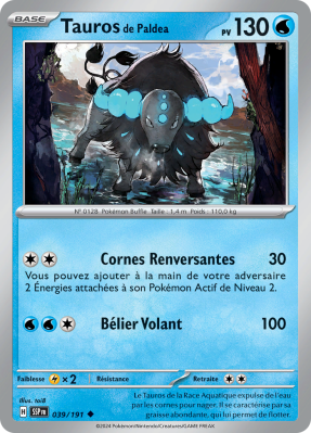 Carte Pokémon Tauros de Paldea 039/191 Peu commune Étincelles Déferlantes