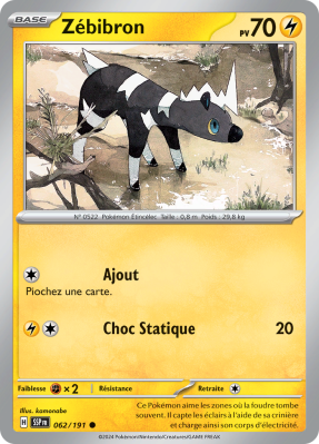 Carte Pokémon Zébibron 062/191 Commune Étincelles Déferlantes