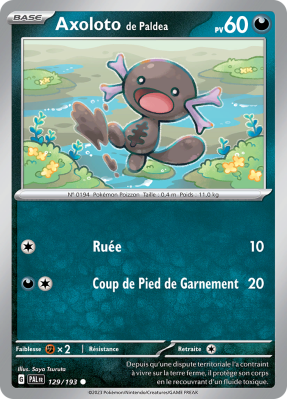 Carte Pokémon Axoloto de Paldea 129/193 Commune Évolutions à Paldea