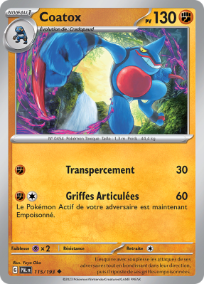 Carte Pokémon Coatox 115/193 Peu commune Évolutions à Paldea