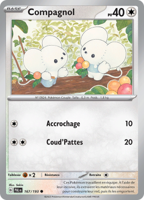 Carte Pokémon Compagnol 167/193 Commune Évolutions à Paldea