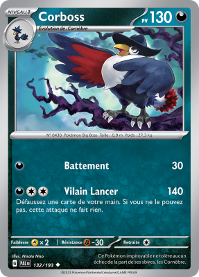 Carte Pokémon Corboss 132/193 Peu commune Évolutions à Paldea