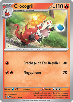 Carte Pokémon Crocogril 036/193 Peu commune Évolutions à Paldea