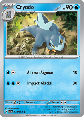 Carte Pokémon Cryodo 059/193 Peu commune Évolutions à Paldea