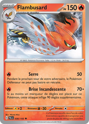 Carte Pokémon Flambusard 030/193 Peu commune Évolutions à Paldea