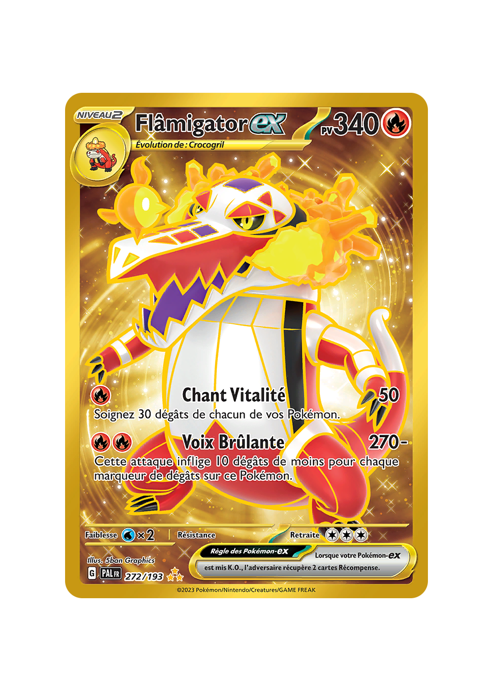 Carte Pokmon Flmigator-ex 272/193 Gold volutions Paldea Carte Pokmon Flmigator-ex 272/193 Gold volutions Paldea