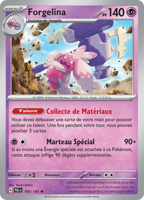Carte Pokémon Forgelina 105/193 Holographique Évolutions à Paldea