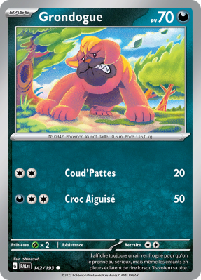 Carte Pokémon Grondogue 142/193 Commune Évolutions à Paldea