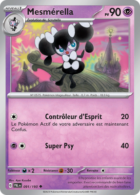 Carte Pokémon Mesmérella 091/193 Peu commune Évolutions à Paldea
