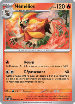 Carte Pokémon Némélios 032/193 Peu commune Évolutions à Paldea
