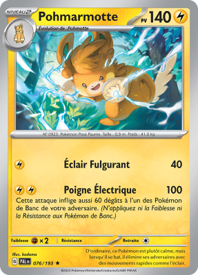 Carte Pokémon Pohmarmotte 076/193 Holographique Évolutions à Paldea