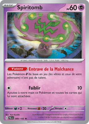Carte Pokémon Spiritomb 089/193 Holographique Évolutions à Paldea