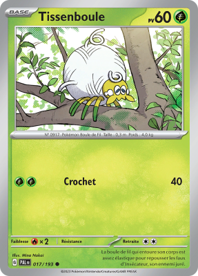 Carte Pokémon Tissenboule 017/193 Commune Évolutions à Paldea
