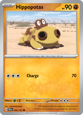 Carte Pokémon Hippopotas 052/131 Commune Évolutions Prismatiques