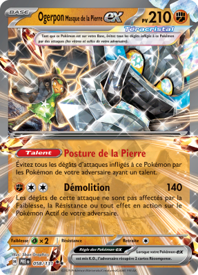 Carte Pokémon Ogerpon Masque de la Pierre-ex 058/131 Double rare Évolutions Prismatiques