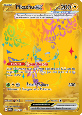 Carte Pokémon Pikachu-ex 179/131 Gold Évolutions Prismatiques