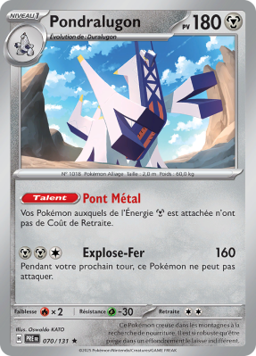 Carte Pokémon Pondralugon 070/131 Holographique Évolutions Prismatiques