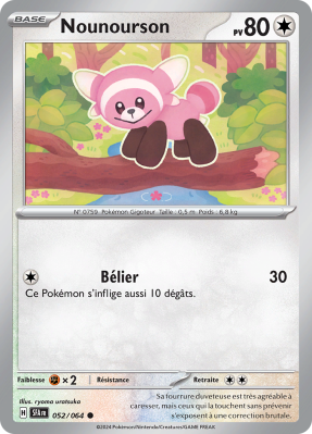 Carte Pokémon Nounourson 052/064 Commune Fable Nébuleuse