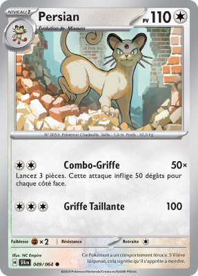 Carte Pokémon Persian 049/064 Commune Fable Nébuleuse