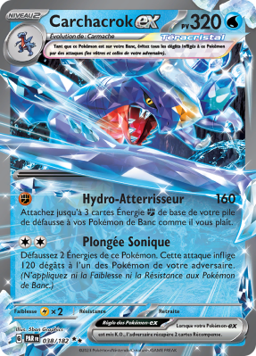 Carte Pokémon Carchacrok-ex 038/182 Double rare Faille Paradoxe