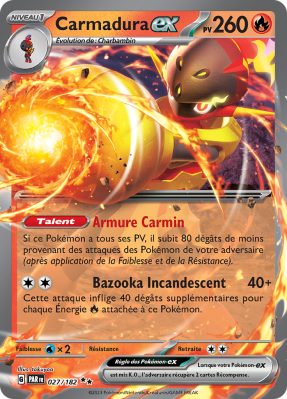 Carte Pokémon Carmadura-ex 027/182 Double rare Faille Paradoxe
