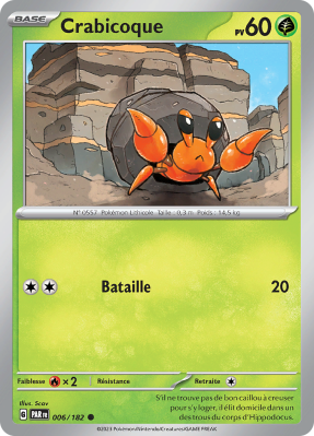 Carte Pokémon Crabicoque 006/182 Commune Faille Paradoxe