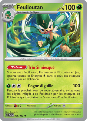 Carte Pokémon Feuiloutan 005/182 Peu commune Faille Paradoxe