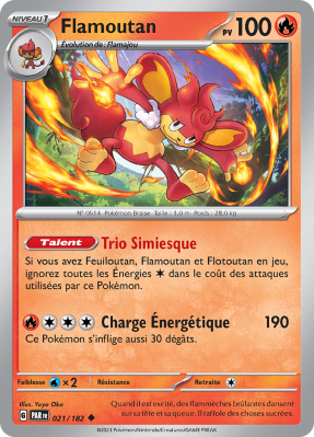 Carte Pokémon Flamoutan 021/182 Peu commune Faille Paradoxe
