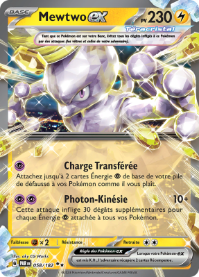 Carte Pokémon Mewtwo-ex 058/182 Double rare Faille Paradoxe