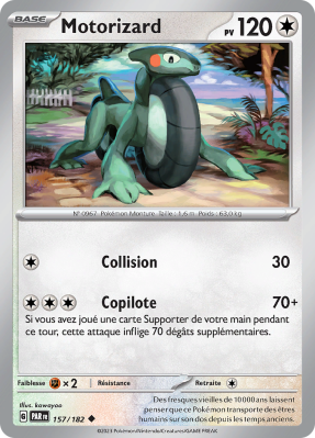 Carte Pokémon Motorizard 157/182 Peu commune Faille Paradoxe