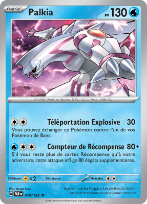 Carte Pokémon Palkia 040/182 Holographique Faille Paradoxe