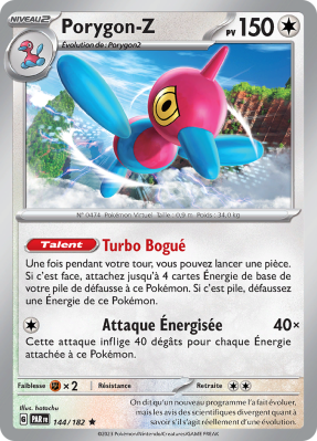 Carte Pokémon Porygon-Z 144/182 Holographique Faille Paradoxe