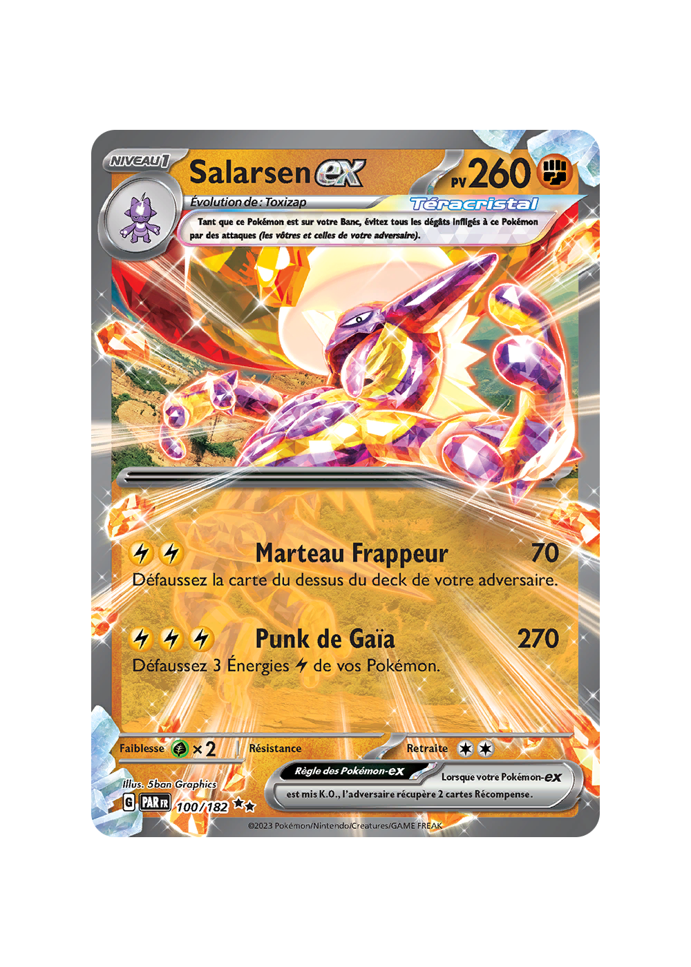 Salarsen Ex 100/182 Téracristal - Ultra Rare ! Coffret 10 Cartes Pokémon Françaises Écarlate Et Violet – Faille Paradoxe