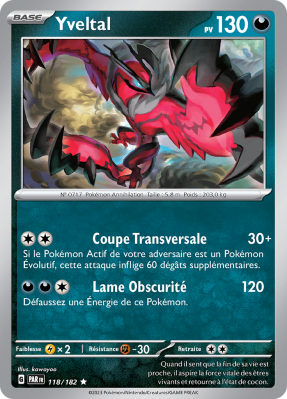 Carte Pokémon Yveltal 118/182 Holographique Faille Paradoxe