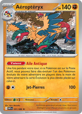 Carte Pokémon Aéroptéryx 051/086 Holographique Flamme Blanche