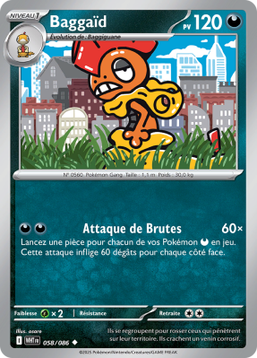 Carte Pokémon Baggaïd 058/086 Peu commune Flamme Blanche