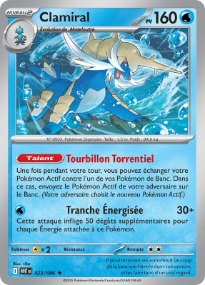 Carte Pokémon Clamiral 023/086 Holographique Flamme Blanche