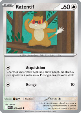 Carte Pokémon Ratentif 072/086 Commune Flamme Blanche