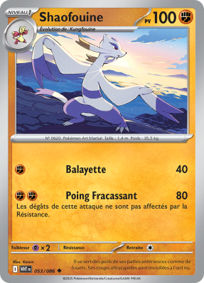 Carte Pokémon Shaofouine 053/086 Peu commune Flamme Blanche