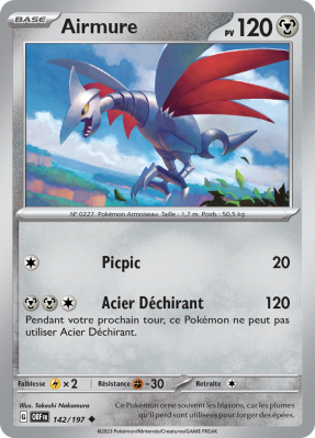 Carte Pokémon Airmure 142/197 Peu commune Flammes Obsidiennes