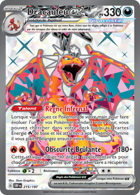 Carte Pokémon Dracaufeu-ex 215/197 Ultra Rare Flammes Obsidiennes